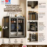 Kitchen Storage Cabinet – See-Through Door Countertop Organizer