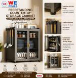 Kitchen Storage Cabinet – See-Through Door Countertop Organizer