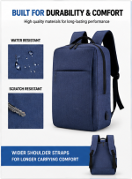 Travel Laptop Backpack – Water Resistant, Anti-Theft & USB Charging Business Backpack - Image 2