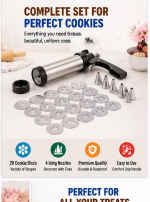 Stainless Steel Cookie Press Gun Set – 20 Cookie Discs & 4 Icing Nozzles - Image 2