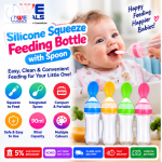 Silicone Squeeze Baby Feeding Silicone Squeeze Baby Feeding Bottle with Spoon – Food Dispensing Feeder for Cereal & Pureeottle with Spoon