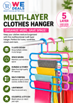 5-Layer Multi-Function Clothes Hanger – Space Saving Wardrobe Organizer for Clothes, Towels, Scarves & Pants