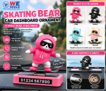 Kebidumei Skating Bear Car Dashboard Ornament – Cute Sliding Bear with Parking Number Display