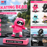 Kebidumei Skating Bear Car Dashboard Ornament – Cute Sliding Bear with Parking Number Display
