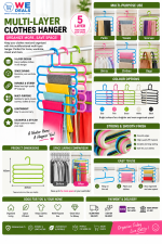 5-Layer Multi-Function Clothes Hanger – Space Saving Wardrobe Organizer for Clothes, Towels, Scarves & Pants - Image 2