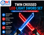 Twin Crossed LED Light Sword Set – Red & Blue Retractable Glow Swords